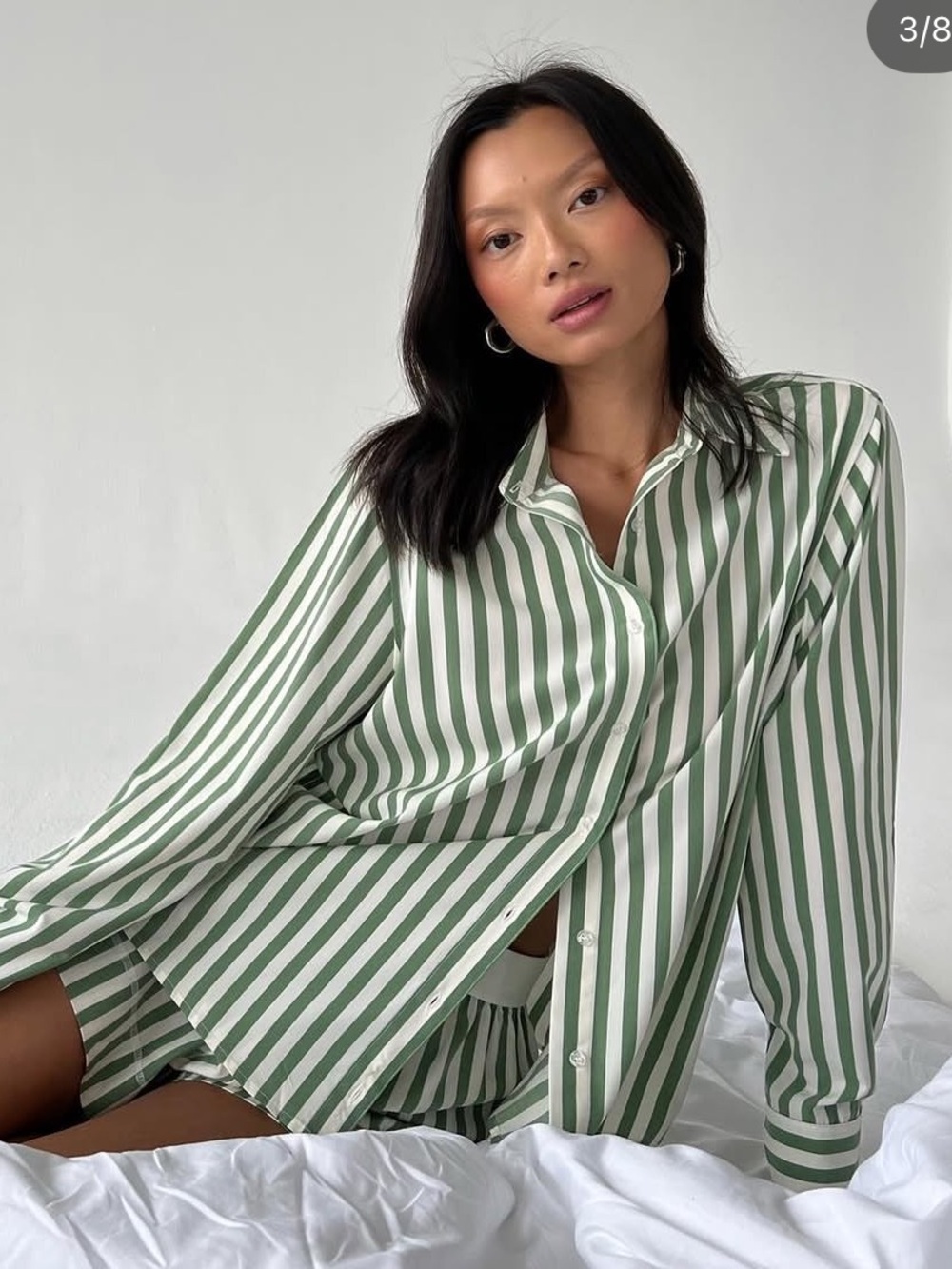 WeWoreWhat Green Striped Pajama shirt size small